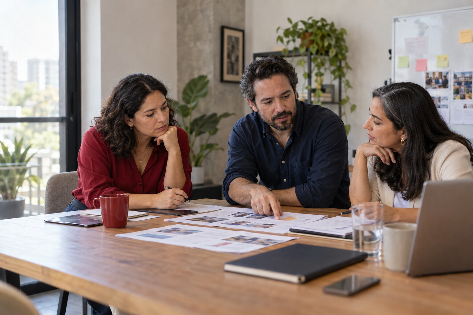 Equipo revisando señales de comunicación y tomando decisiones