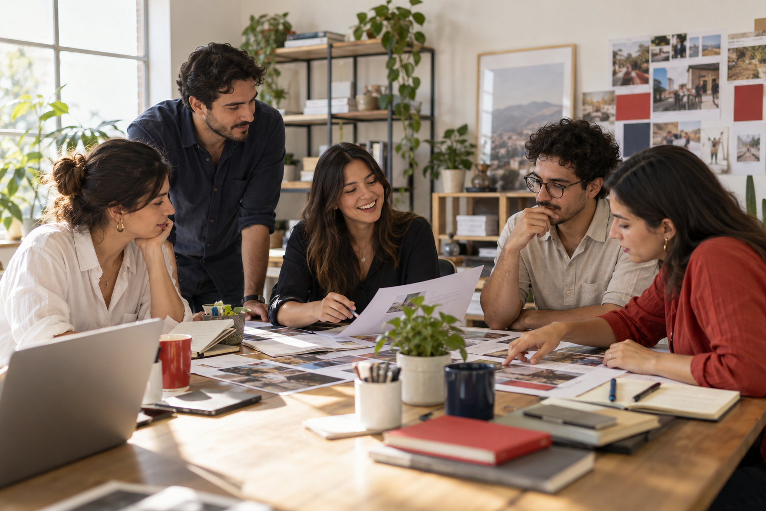 Equipo interpretando información y tomando decisiones sobre una estrategia de comunicación